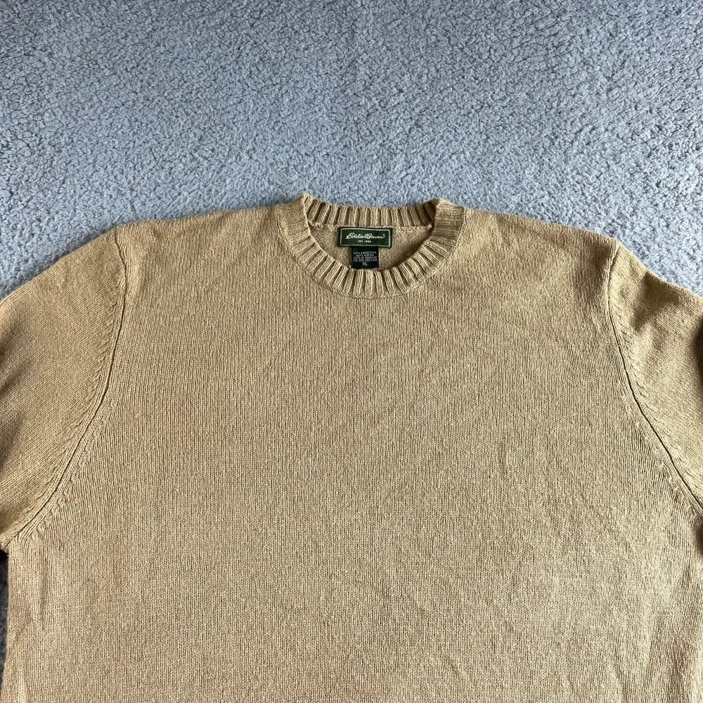 NEW Vintage Eddie Bauer Sweater Mens Extra Large Beige Lambs‎ Wool Smart Fabric